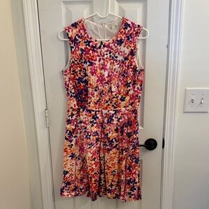 Shoshanna Colorful Floral Fit-and-Flare Dress - Pink, Orange, Purple